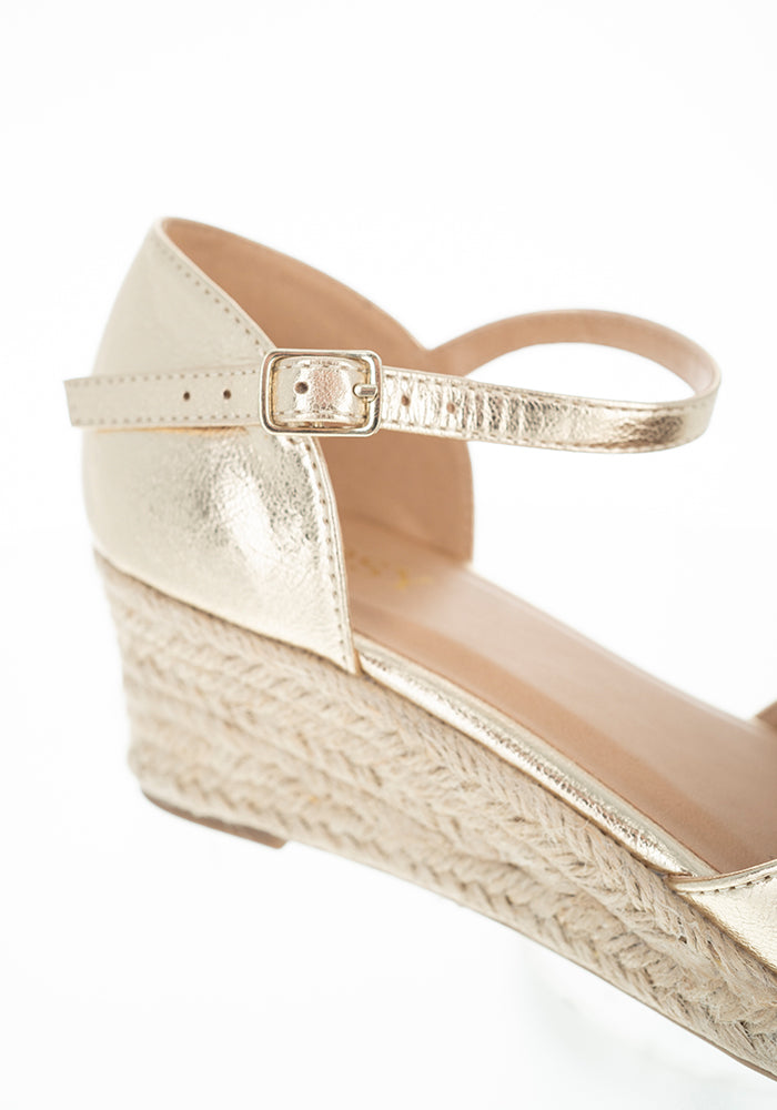 Sixth angle of Gold Metallic Low Wedge Espadrilles