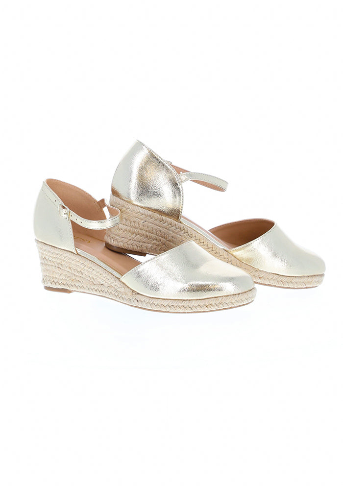 Fifth angle of Gold Metallic Low Wedge Espadrilles