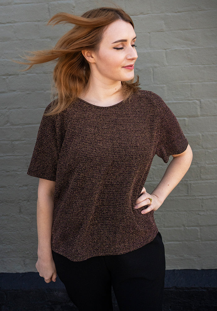 Sitara Gold Sparkle Raglan Sleeve Top