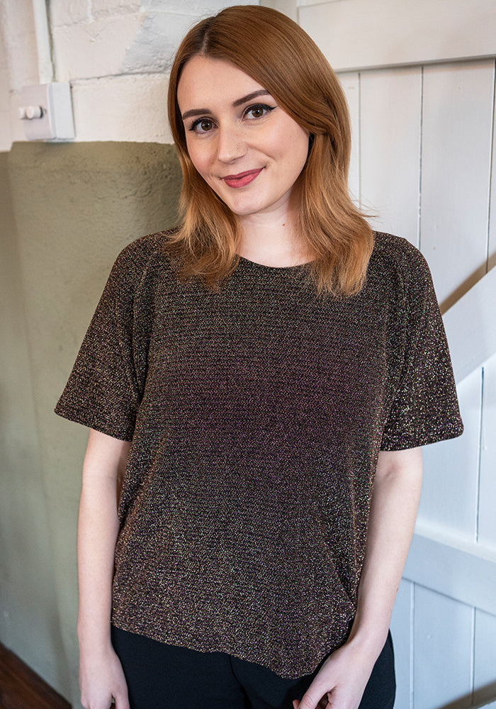 Sitara Gold Sparkle Raglan Sleeve Top