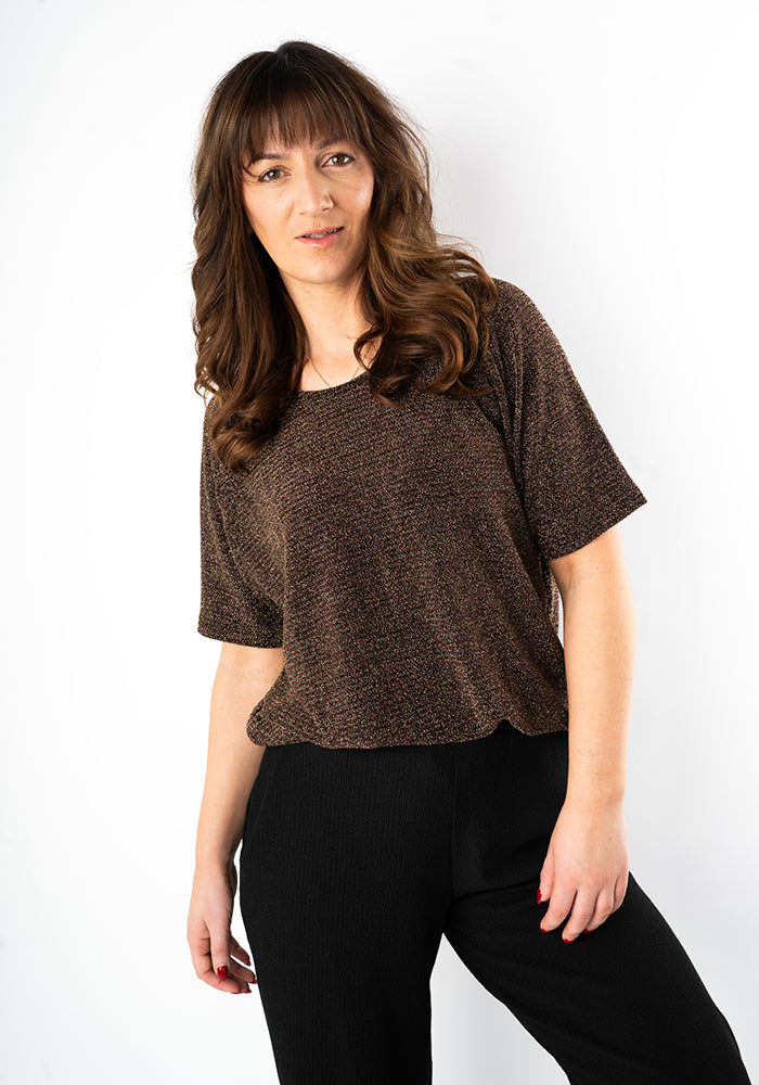 Sitara Gold Sparkle Raglan Sleeve Top