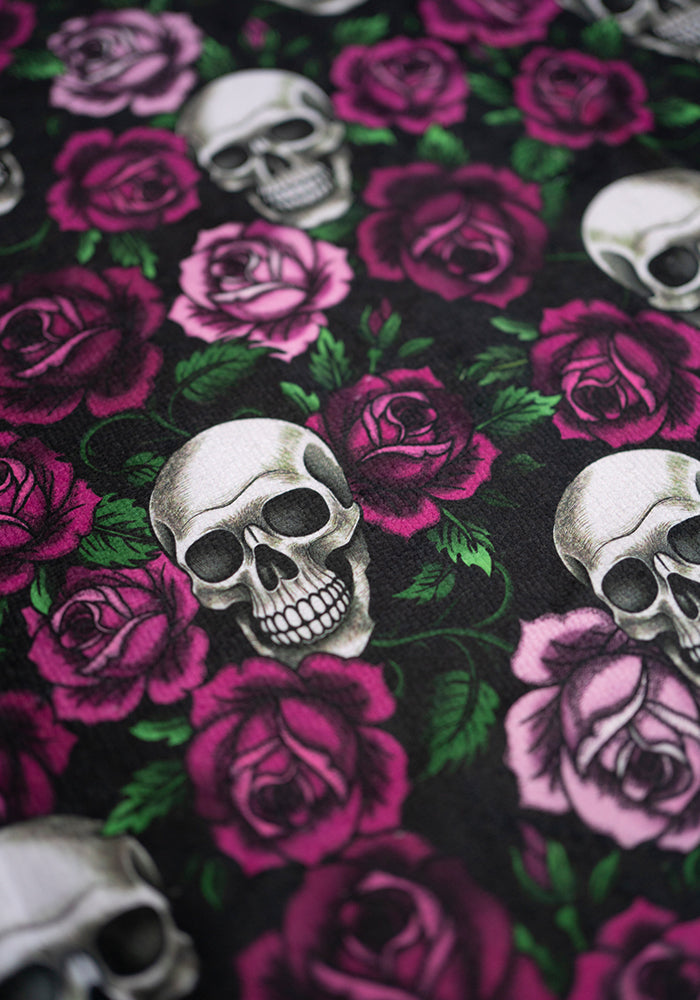 Gothic Skulls &amp; Roses Print Hand Towel