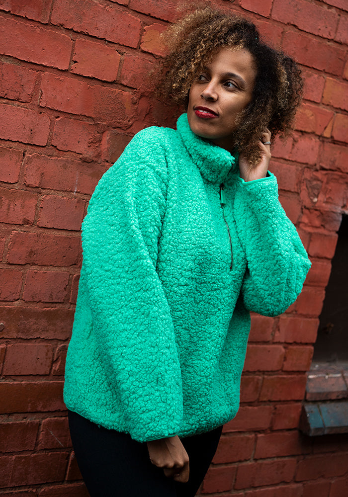Fourth angle of Green Borg Fleece Top