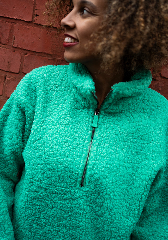 Second angle of Green Borg Fleece Top