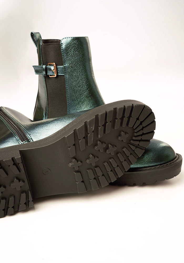 Metallic Green Chelsea Boot