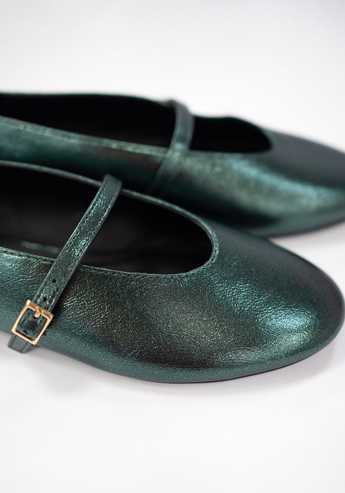 Eleventh angle of Green Metallic Ballet Pump