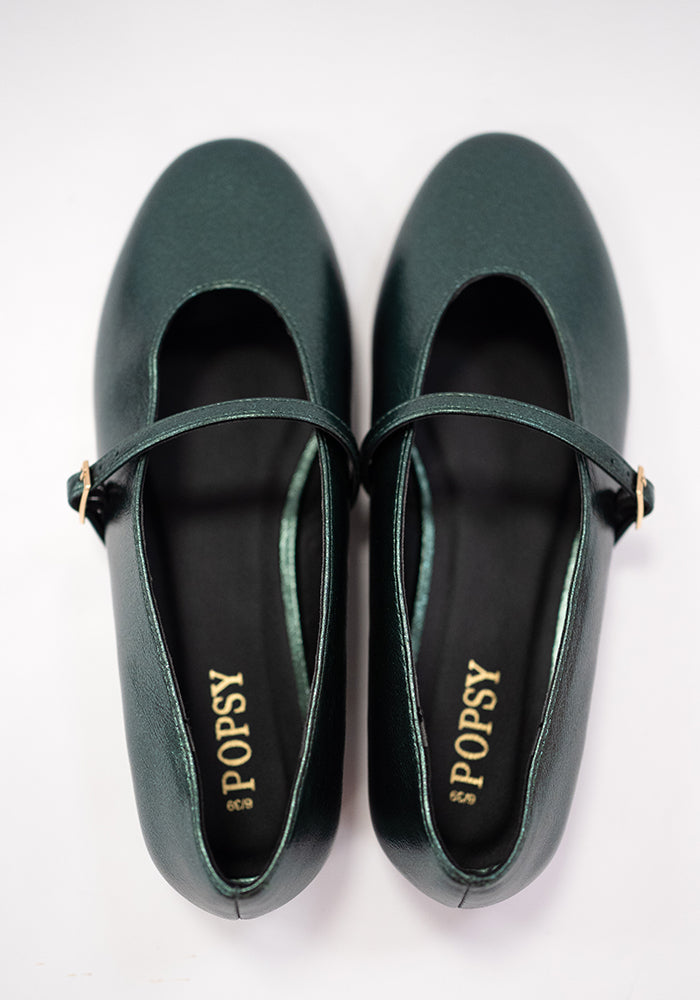 Fifth angle of Green Metallic Ballet Pump