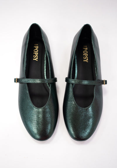 Green Metallic Ballet Pump