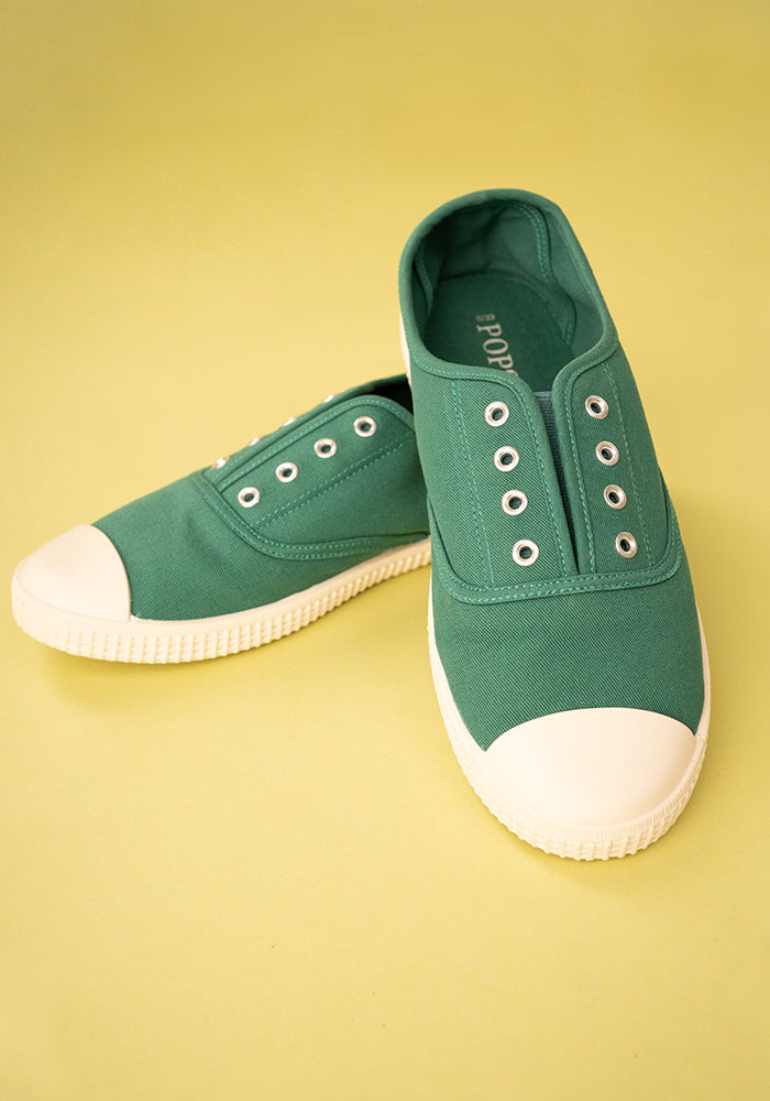 Green Slip On Plimsole