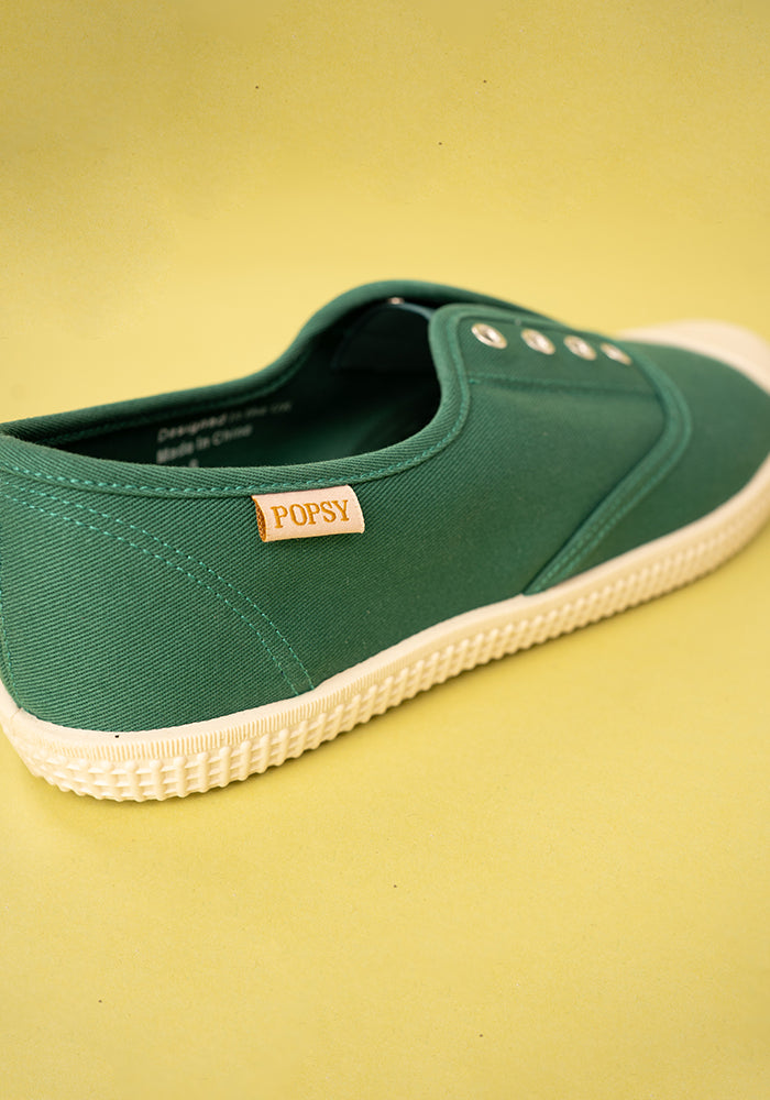 Green Slip On Plimsole