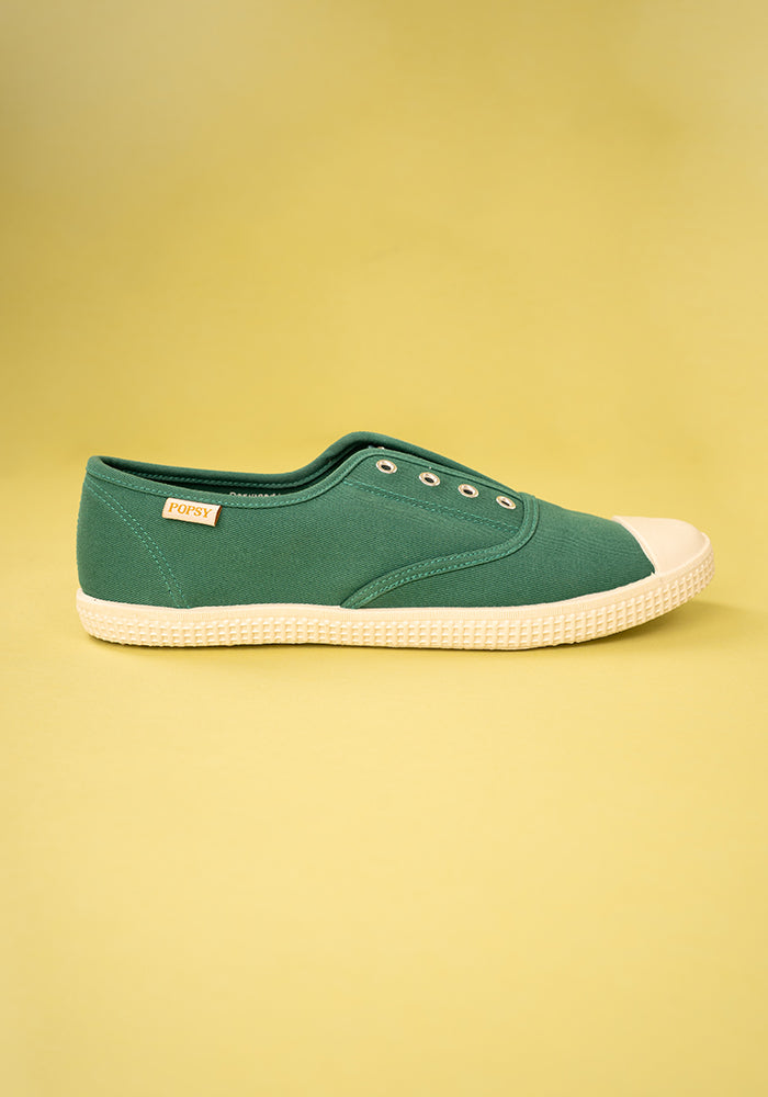 Green Slip On Plimsole