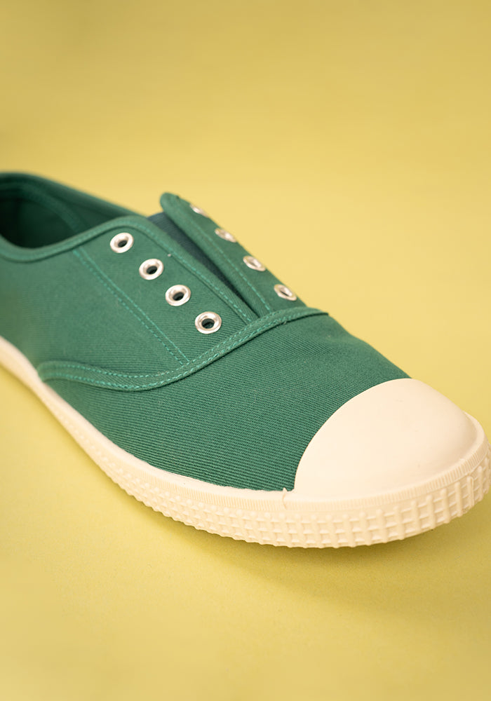 Green Slip On Plimsole