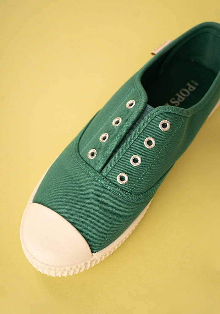 Green Slip On Plimsole