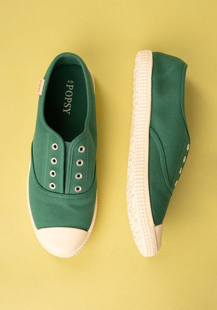 Green Slip On Plimsole