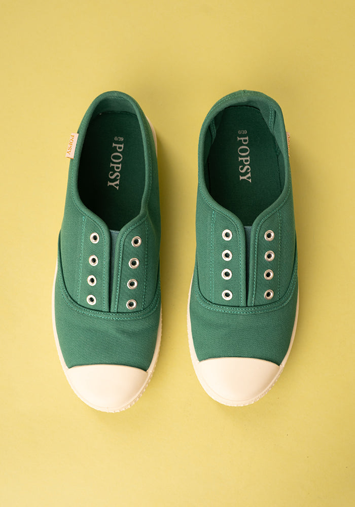 Green Slip On Plimsole