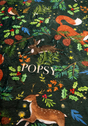 Pop-under Winter Woodland Print Plush Blanket
