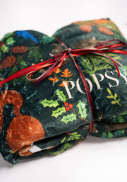 Pop-under Winter Woodland Print Plush Blanket