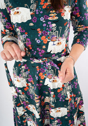 Grizelda Skeleton Tea Party Print Cotton Midi Dress