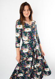 Grizelda Skeleton Tea Party Print Cotton Midi Dress