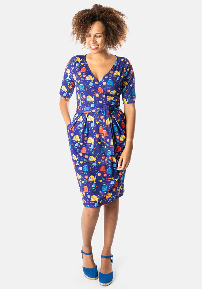 Gwen Pretty Teapots Print Dress