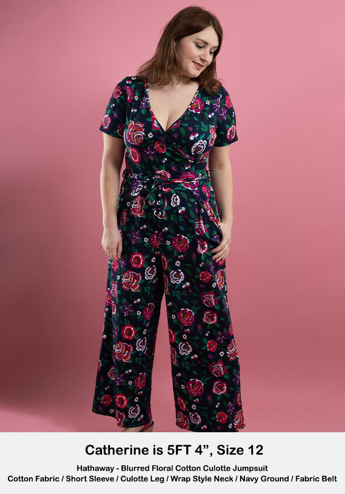 Hathaway Blurred Floral Print Cotton Culotte Leg Jumpsuit
