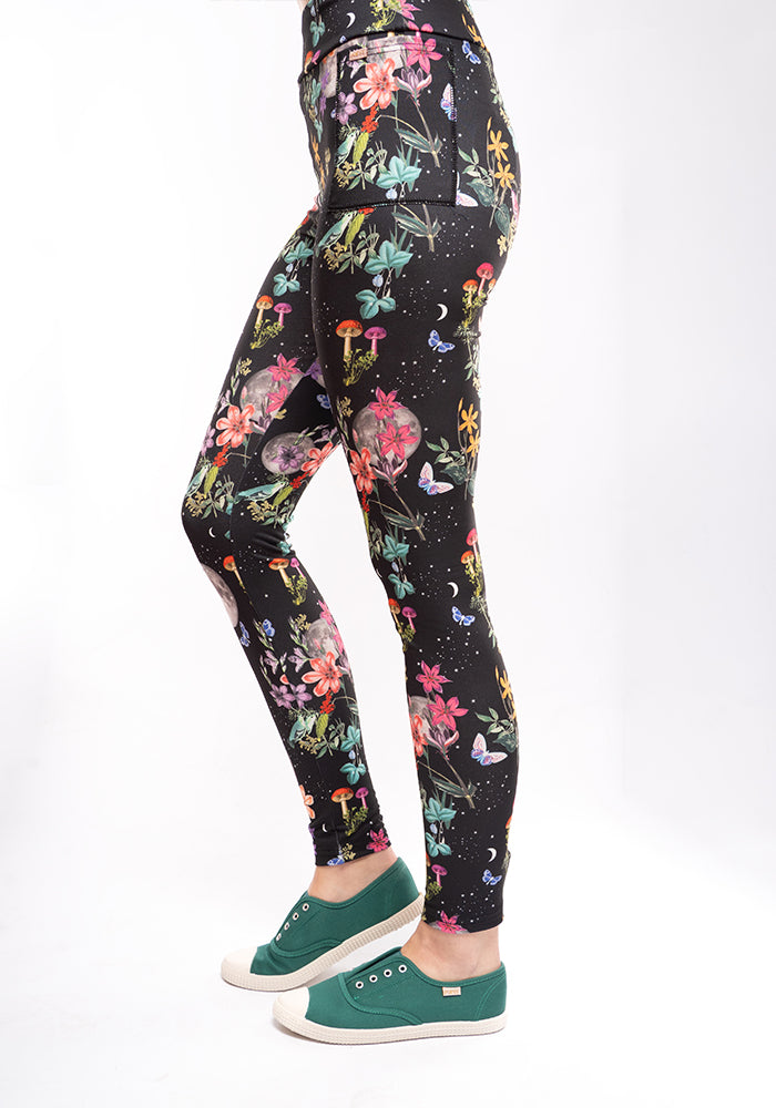 Third angle of Heath Midnight Botanical Print Leggings