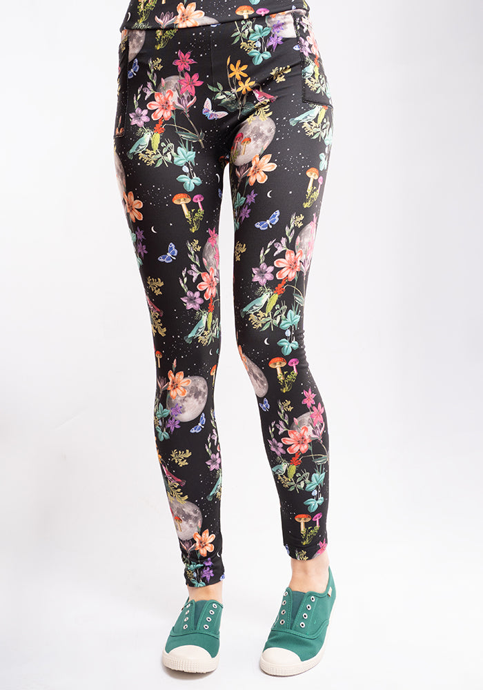 Front view of Heath Midnight Botanical Print Leggings