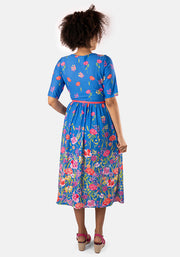 Haisley Floral Garden Border Print Midi Dress