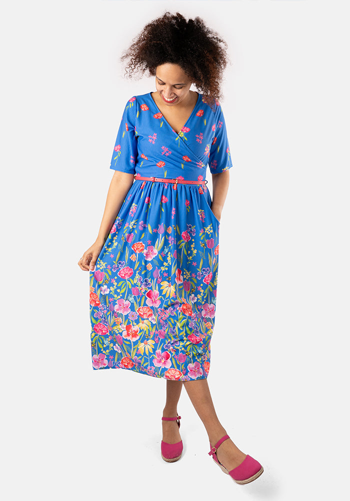 Haisley Floral Garden Border Print Midi Dress