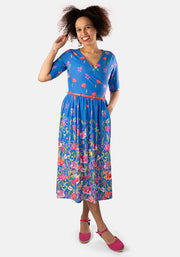 Haisley Floral Garden Border Print Midi Dress