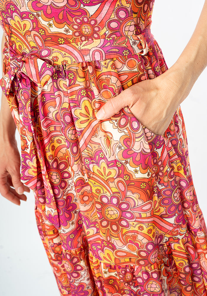 Tenth angle of Hali Retro Swirl Print Midi Dress