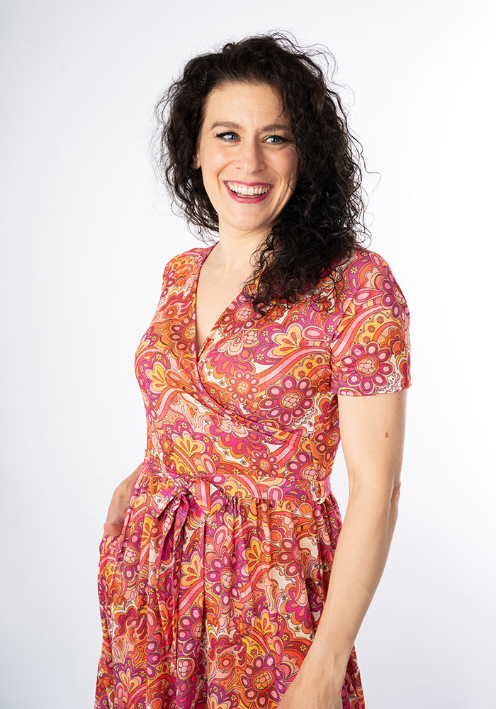 Fourth angle of Hali Retro Swirl Print Midi Dress