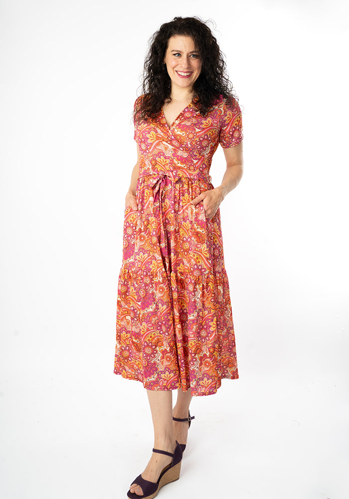 Seventh angle of Hali Retro Swirl Print Midi Dress
