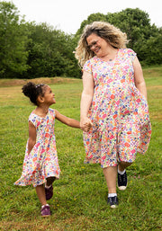 Children's Cream Garden Rainbow Print Dress (Hallie-Jo)