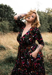 Hallows Potions Print Tiered Hem Cotton Midaxi Dress