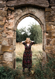 Hallows Potions Print Tiered Hem Cotton Midaxi Dress