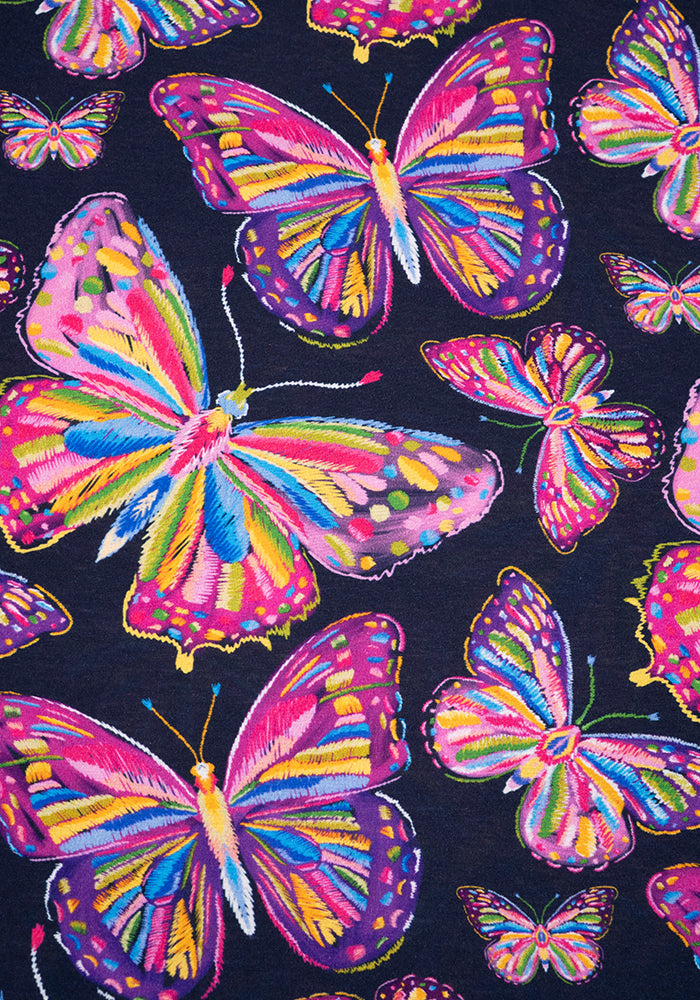Second angle of Hana Sketched Butterfly Print Cotton Modal Playsuit