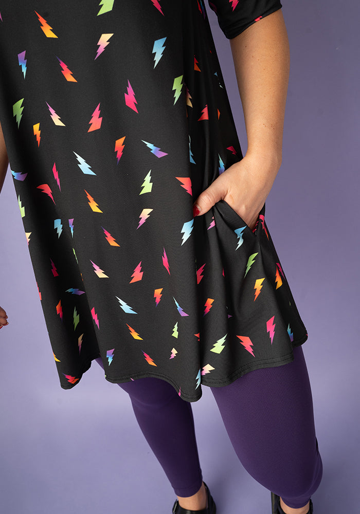 Fourth angle of Hanna Lightning Bolt Print Tunic