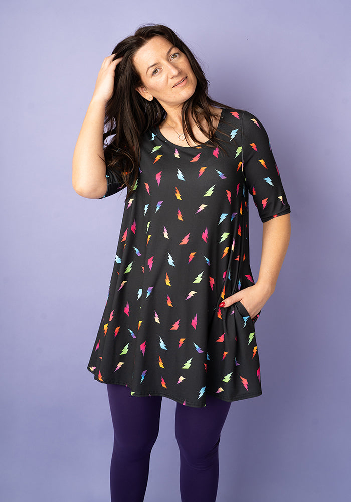 Sixth angle of Hanna Lightning Bolt Print Tunic
