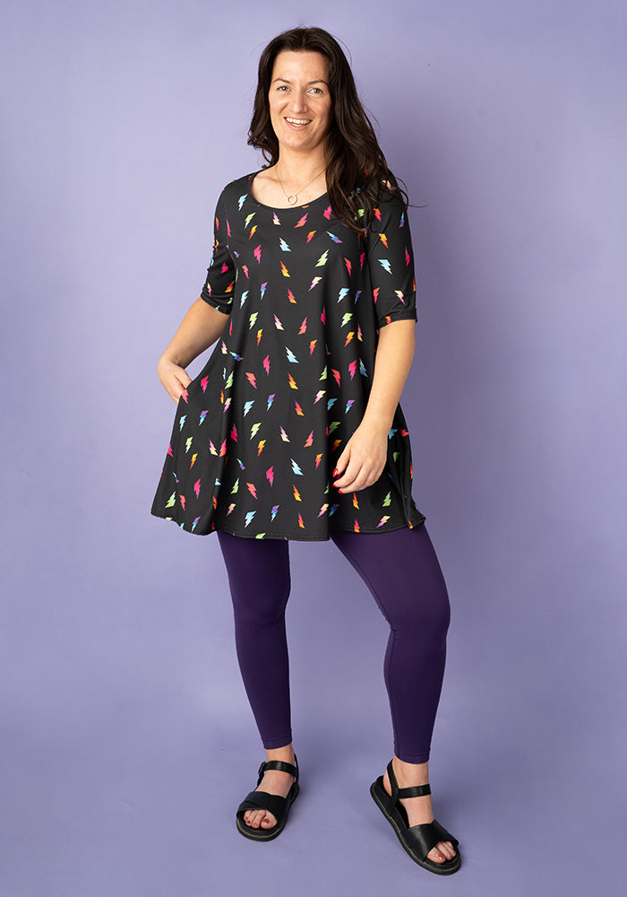 Third angle of Hanna Lightning Bolt Print Tunic