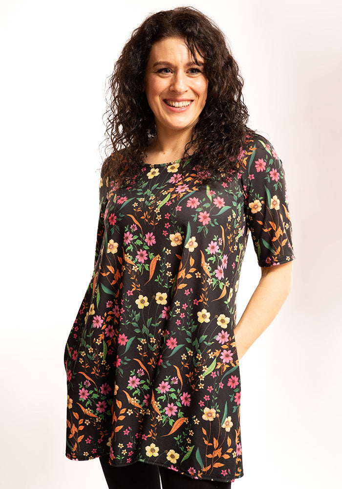 Front view of Hanna Floral Print Jersey Tunic