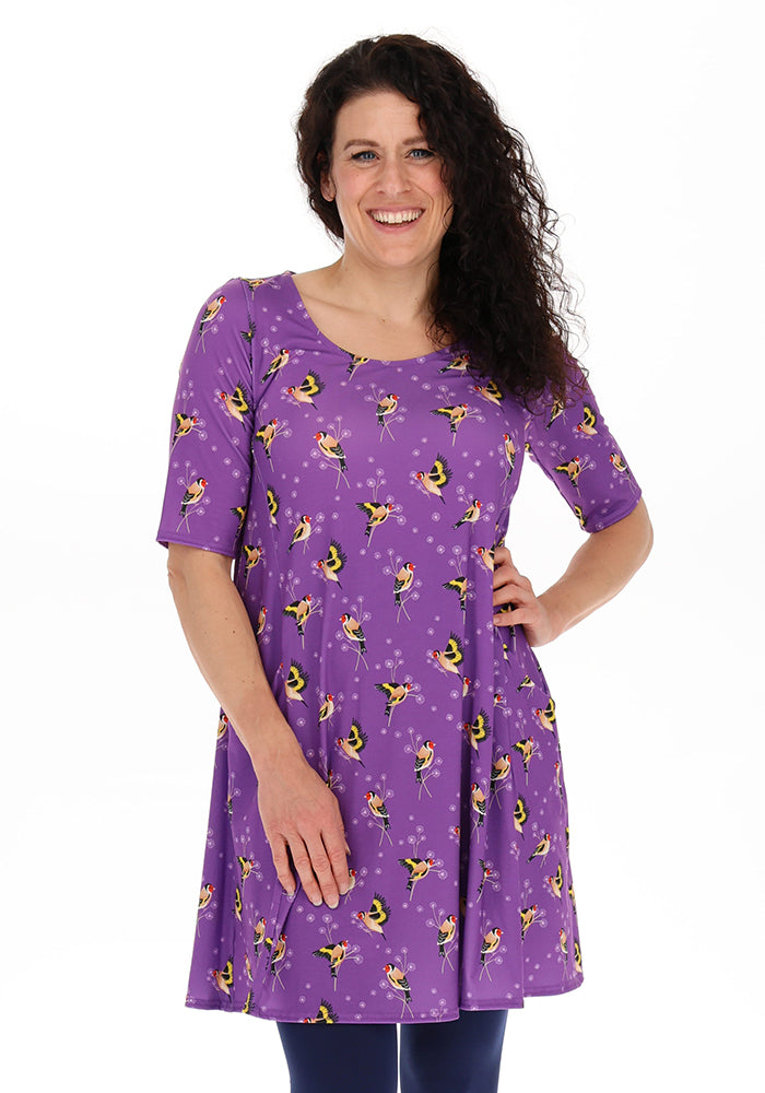 Hanna Light Purple Goldfinch Print Tunic