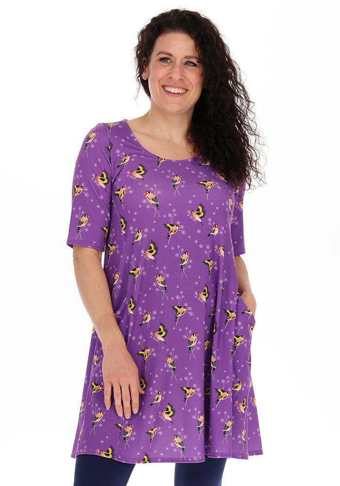 Hanna Light Purple Goldfinch Print Tunic
