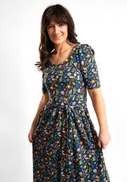 Harbor Sea Life Print Cotton Midaxi Dress