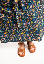 Harbor Sea Life Print Cotton Midaxi Dress