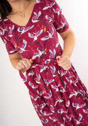 Harinder Dancing Herons Print Viscose Midi Dress
