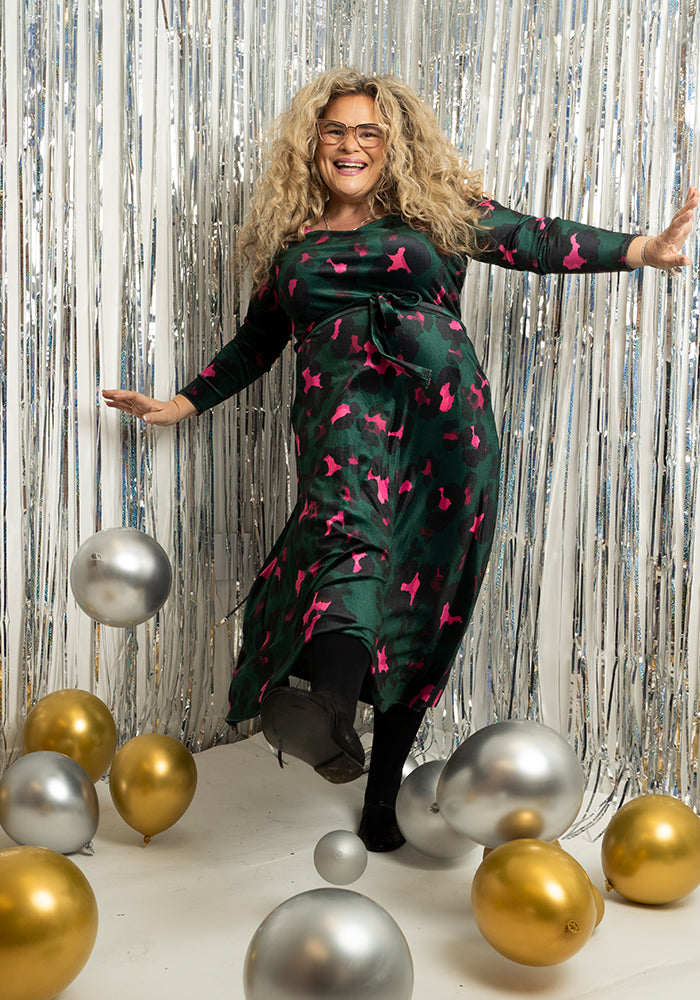 Fourth angle of Harlow Large Animal Printed Velour Midi Dress