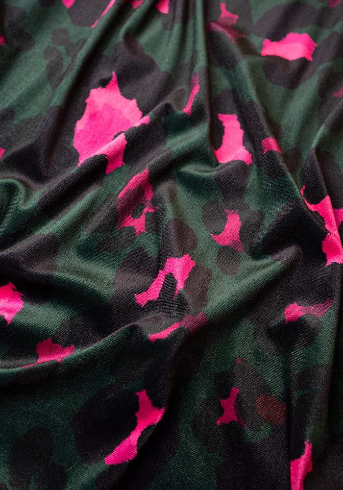 Harlow Large Animal Printed Velour Midi Dress