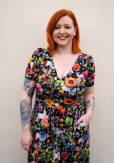 Hartwell Unicorn Flowers Print Viscose Midi Dress