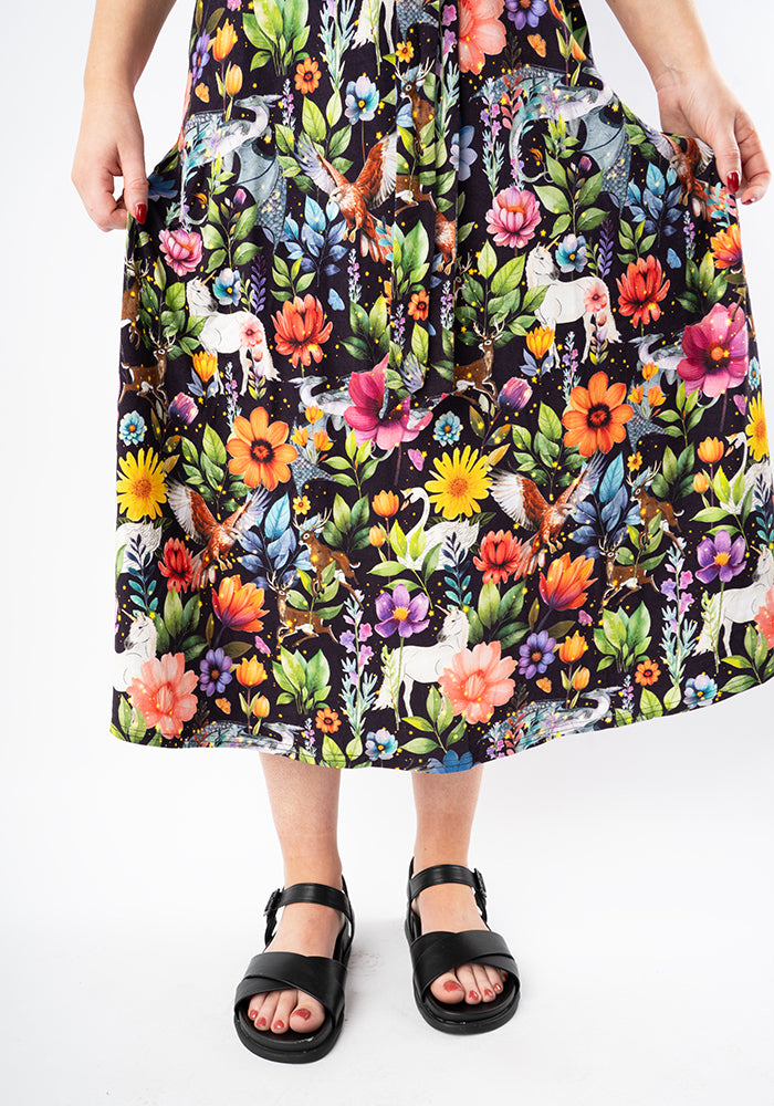 Hartwell Unicorn Flowers Print Viscose Midi Dress